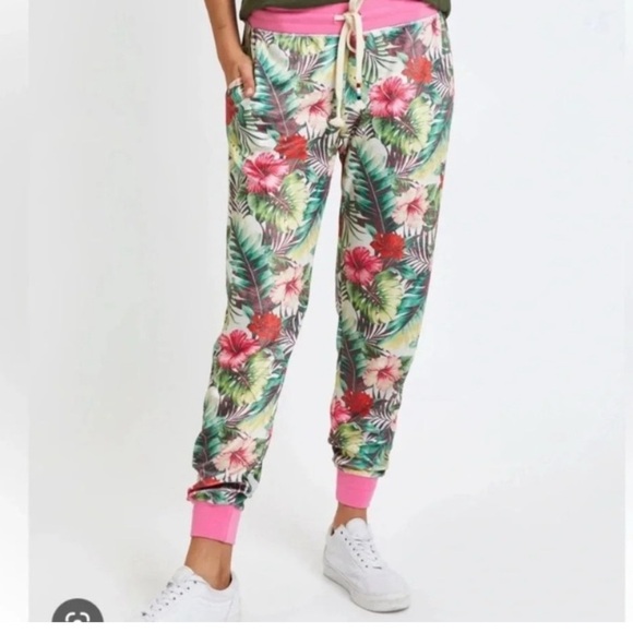 Sol Angeles Floral Print Kids Tracksuit Velour Pullover Hoodie and pants size 10 - Picture 4 of 6